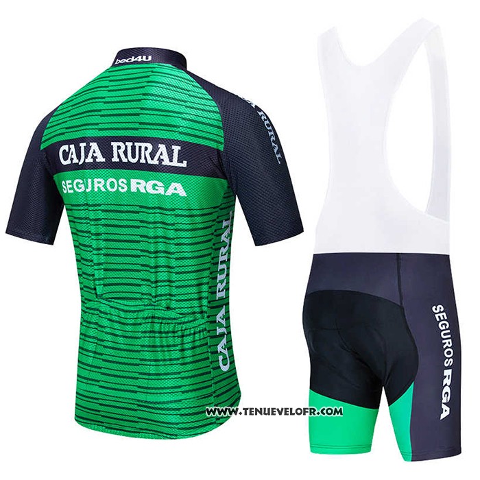 2020 Maillot Ciclismo Caja Rural Vert Noir Manches Courtes et Cuissard